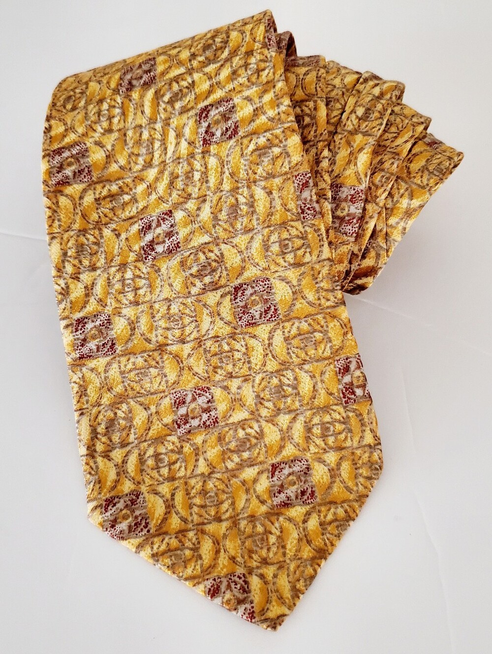 Metropolitan Museum Of Art Men's Silk Tie Gold Geo Patterned Classic Formal
